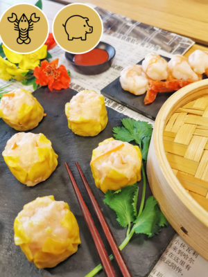 Siu mai aux crevettes avec barbe de porc